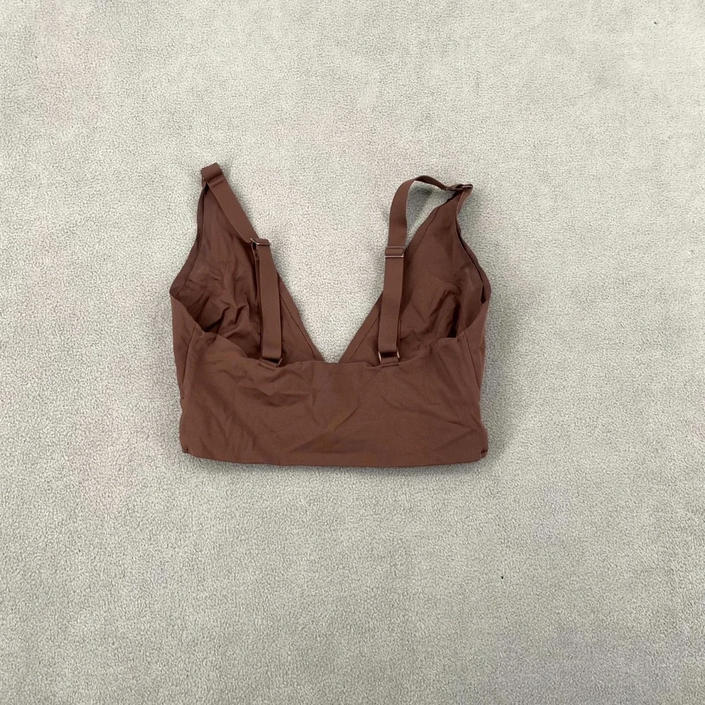Everlane Triangle Bikini Top Women Small Brown Stretch Adjustable Strap Swimwear